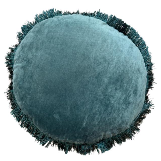 Rental store for ROUND PILLOW, VELVET TEAL, FRINGE in Orange County CA