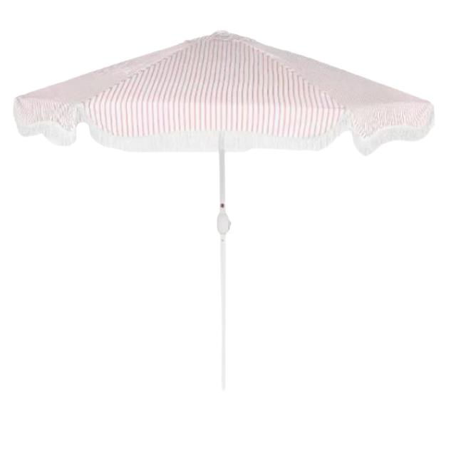 Rental store for 9  FRINGE UMBRELLA, PINK PINSTRIPE in Orange County CA